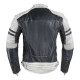 Чоловіча шкіряна мото куртка W-TEC Esbiker - чорно-біла/5XL