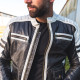 Чоловіча шкіряна мото куртка W-TEC Esbiker - чорно-біла/5XL