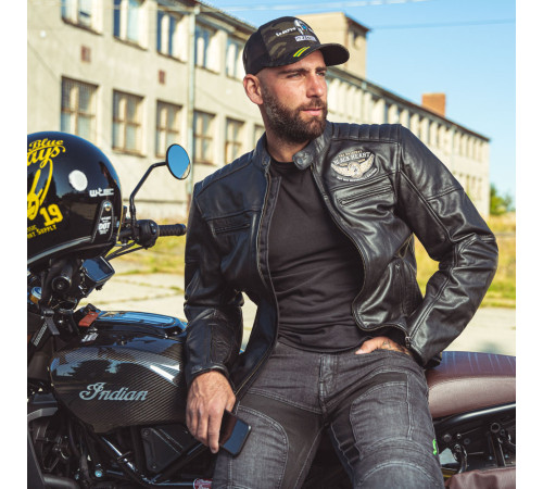Чоловіча шкіряна мото куртка W-TEC Black Heart Wings Leather Jacket - чорний/XXL