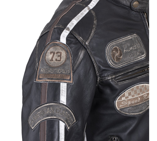 Чоловіча шкіряна мотокуртка W-TEC Sheawen Vintage - чорна/розмір 5XL Чоловіча шкіряна мотокуртка W-TEC Sheawen Vintage - чорна/розмір 5XL
