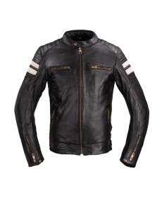 Чоловіча шкіряна мотокуртка W-TEC Stripe - чорний / 3XL