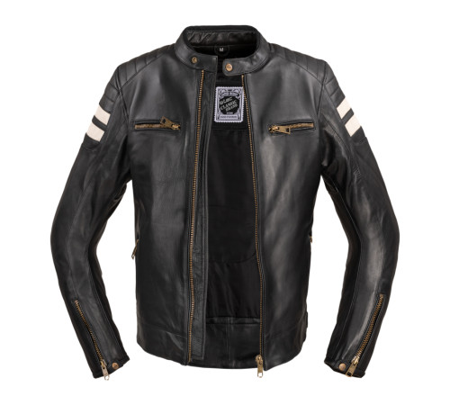 Чоловіча шкіряна мотокуртка W-TEC Stripe - чорний / 4XL Чоловіча шкіряна мотокуртка W-TEC Stripe - чорний / 4XL