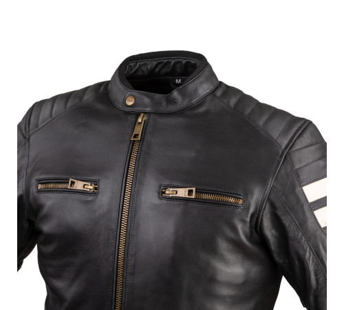 Чоловіча шкіряна мотокуртка W-TEC Stripe - чорний / 4XL Чоловіча шкіряна мотокуртка W-TEC Stripe - чорний / 4XL