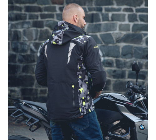 Чоловіча мото-куртка з капюшоном Softshell W-TEC Kybero - розмір XXL / чорний Чоловіча мото-куртка з капюшоном Softshell W-TEC Kybero - розмір XXL / чорний