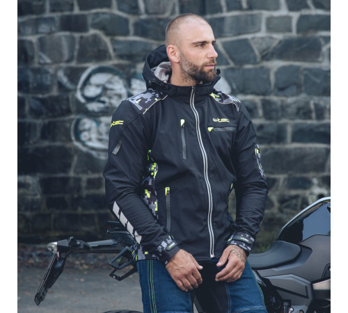 Чоловіча мото-куртка з капюшоном Softshell W-TEC Kybero - розмір 5XL / чорний Чоловіча мото-куртка з капюшоном Softshell W-TEC Kybero - розмір 5XL / чорний