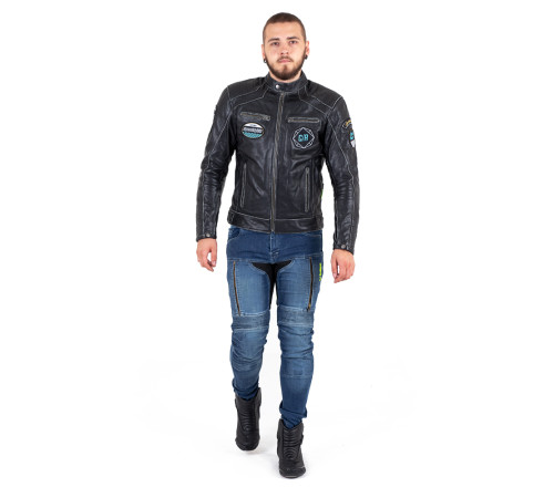 Шкіряна мото куртка W-TEC Losial - чорний / 5XL Шкіряна мото куртка W-TEC Losial - чорний / 5XL