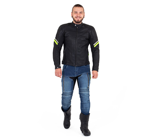 Шкіряна мото куртка W-TEC Montegi - Матовий чорний / 3XL Шкіряна мото куртка W-TEC Montegi - Матовий чорний / 3XL