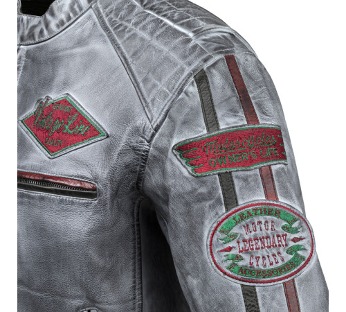 Чоловіча шкіряна мотокуртка W-TEC Sheawen Waxed Grey- сіра/розмір 4XL Чоловіча шкіряна мотокуртка W-TEC Sheawen Waxed Grey- сіра/розмір 4XL