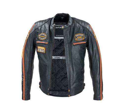 Чоловіча шкіряна мотокуртка W-TEC Sheawen Classic - чорна/ розмір 3XL Чоловіча шкіряна мотокуртка W-TEC Sheawen Classic - чорна/ розмір 3XL