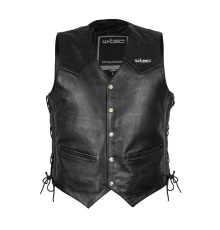 Шкіряний мотожилет W-TEC Rockridge - чорний / XXL