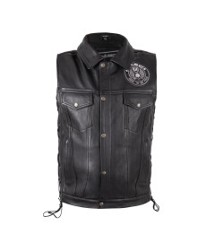 Шкіряний мотожилет W-TEC Highstake - чорний / 4XL