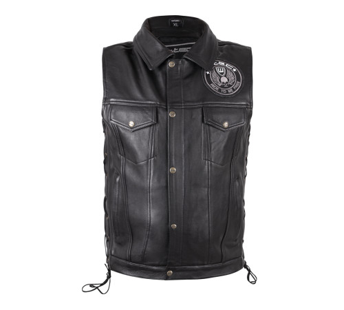 Шкіряний мотожилет W-TEC Highstake - чорний / 4XL Шкіряний мотожилет W-TEC Highstake - чорний / 4XL