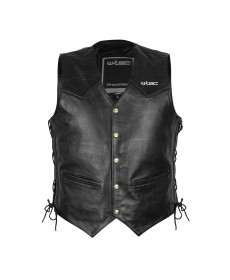 Шкіряний мотожилет W-TEC Rockridge - чорний / 5XL