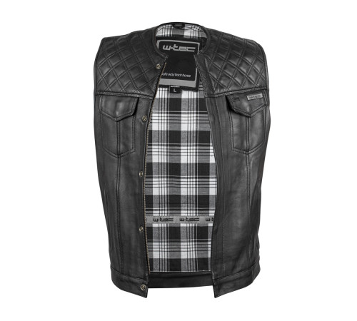 Шкіряний мотожилет W-TEC Losango - чорний - 4XL Шкіряний мотожилет W-TEC Losango - чорний - 4XL