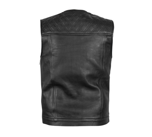 Шкіряний мотожилет W-TEC Losango - чорний - 4XL Шкіряний мотожилет W-TEC Losango - чорний - 4XL