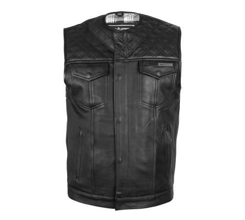 Шкіряний мотожилет W-TEC Losango - чорний - 5XL Шкіряний мотожилет W-TEC Losango - чорний - 5XL