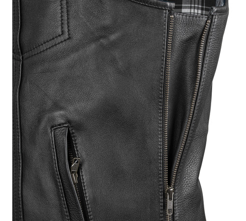 Шкіряний мотожилет W-TEC Losango - чорний - 5XL Шкіряний мотожилет W-TEC Losango - чорний - 5XL