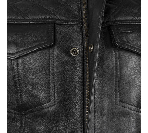 Шкіряний мотожилет W-TEC Losango - чорний - 5XL Шкіряний мотожилет W-TEC Losango - чорний - 5XL