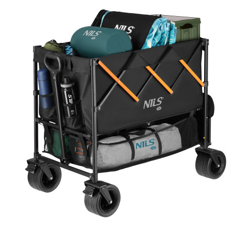 Візок розкладний NILS CAMP NC2607 XXL 160 л, чорно-оранжевий