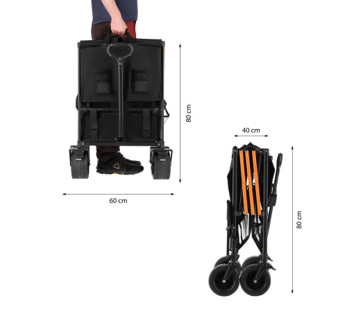 Візок розкладний NILS CAMP NC2607 XXL 160 л, чорно-оранжевий