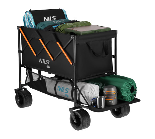 Візок розкладний NILS CAMP NC2607 XXL 160 л, чорно-оранжевий