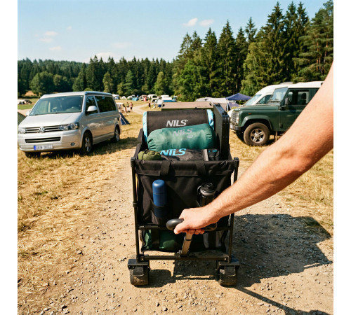 Візок розкладний NILS CAMP NC2607 XXL 160 л, чорно-оранжевий