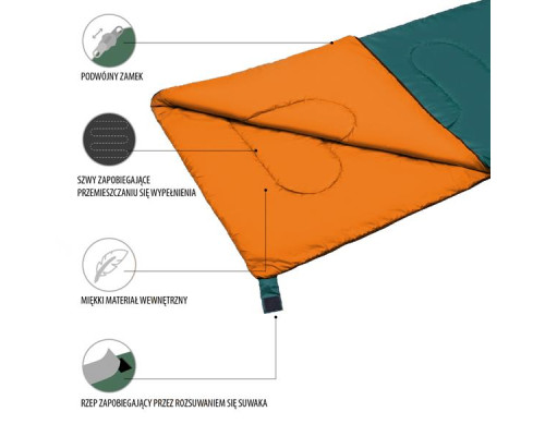 Спальний мішок NILS CAMP NC2002 зелено-помаранчевий