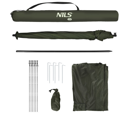 Парасоля рибальска з повним захистом NILS CAMP NC4701 250 х 220 см, темно-зелена