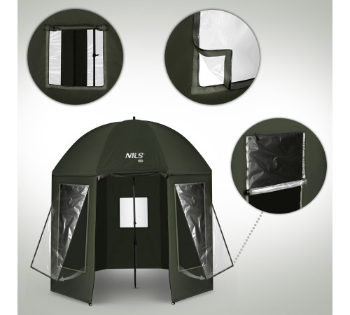 Парасоля рибальска з повним захистом NILS CAMP NC4701 250 х 220 см, темно-зелена