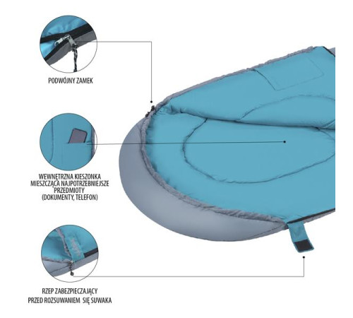 Спальний мішок розмір M NILS CAMP NC2008 сіро-блакитний