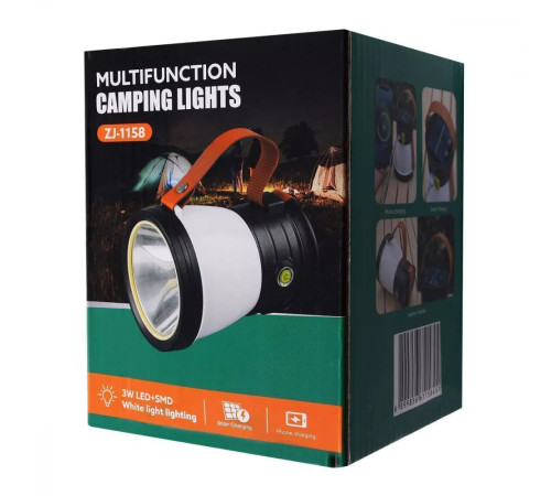 Ліхтар кемпінговий світлодіодний із сонячною панеллю ZJ-1158