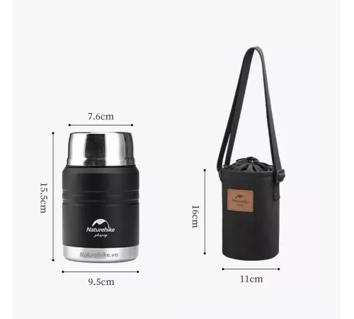 Термос Naturehike Stew beaker NH20SJ041 0,75 мл, чорний Термос Naturehike Stew beaker NH20SJ041 0,75 мл, чорний