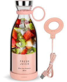 Портативний бездротовий міні блендер для смузі Prime Sport FRESH JUICE - 350 мл / рожевий