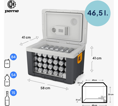 Дорожній холодильник Peme Essential Adventure Orange 50, 46,5 л сірий