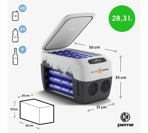 Дорожній холодильник з ременем Peme Go Adventure Orange 30 28,3 л, сірий