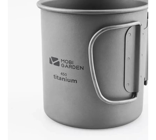 Кружка титанова з кришкою Mobi Garden NX20666039 450мл, сіра Кружка титанова з кришкою Mobi Garden NX20666039 450мл, сіра
