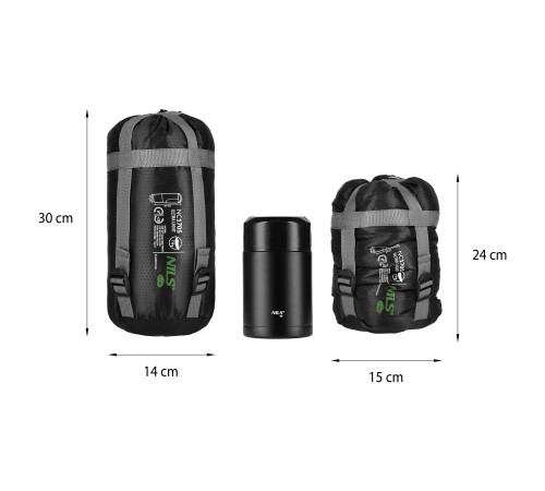Спальний мішок NILS CAMP NC1705 ULTRA LIGHT 215 х 75 см, чорно-зелений