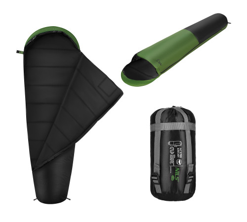Спальний мішок NILS CAMP NC1705 ULTRA LIGHT 215 х 75 см, чорно-зелений