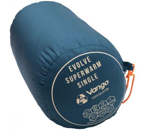 Спальний мішок Vango Evolve Superwarm Single/+2°C Moroccan Blue Left (SBREVOLVEM23TJ8)