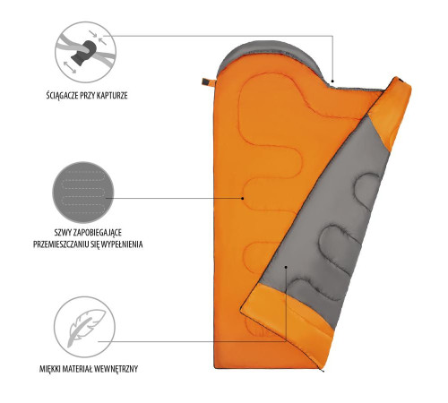 Спальний мішок розмір L NILS CAMP NC2008 сіро-помаранчевий