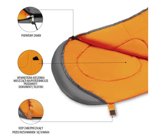 Спальний мішок розмір L NILS CAMP NC2008 сіро-помаранчевий