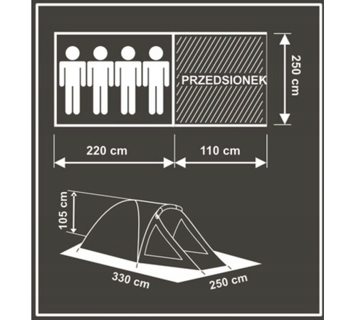 Enero NAMIOT 4 OSOBOWY COMFORT 330x250x105CM ENERO CAMP