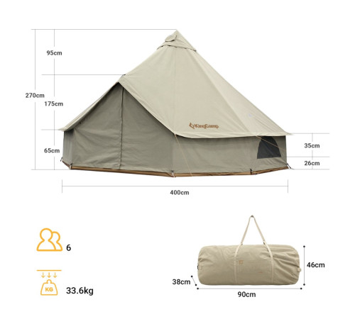 Намет садовий індіанського типу KING CAMP 400 х 400 см, коричневий
