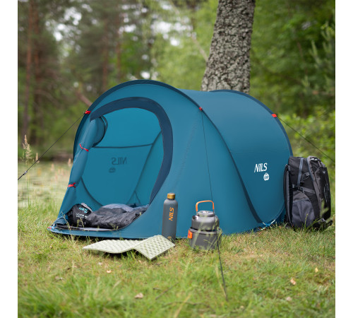  Намет двомісний саморозкладний NILS CAMP NC3743, 220 х 120 х 95 см, синій