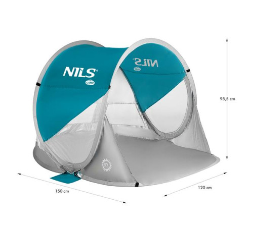 Пляжний намет NILS POP UP NC3142 сіро-бірюзовий