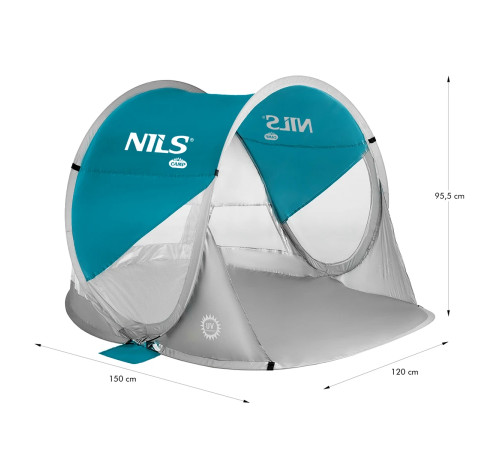 Намет пляжний NILS CAMP NC3142, бірюзово-сірий