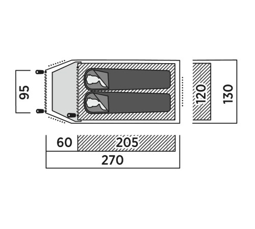 Намет двомісний Easy Camp Setesdal 2, 270 х 110 х 130 см, зелений