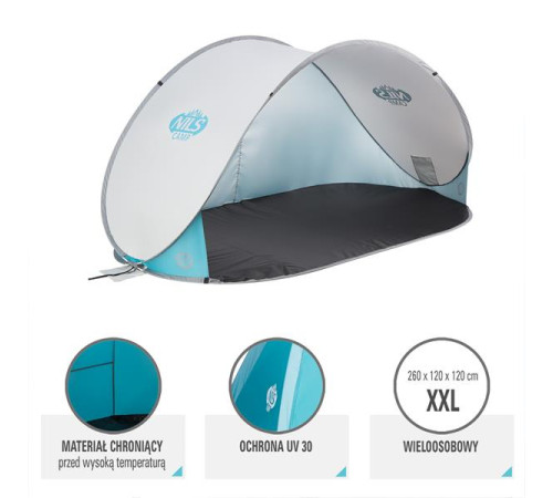 Пляжний намет NILS CAMP POP UP NC3174 світло-сірий Пляжний намет NILS CAMP POP UP NC3174 світло-сірий