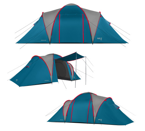 Намет шестимісний NILS CAMP NC6031 Highland, 570 х 210 х 200 см, синьо-сірий