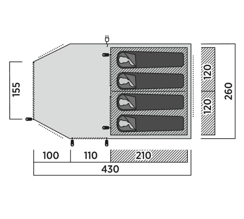 Намет чотиримісний Easy Camp Hamra 4, 430 × 185 × 260 см, синій